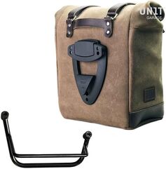 Unitgarage / ユニットガレージ Waxed suede side pannier Scram 22L-30L + Right Subframe Guzzi V85 TT, MossGrey | U202+2251DX-MossGrey