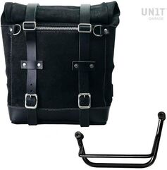 Unitgarage / ユニットガレージ Waxed suede side pannier Scram 22L-30L + Left Subframe Guzzi V85 TT, JetBlack | U202+2251SX-JetBlack