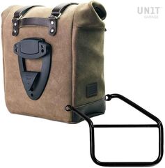 Unitgarage / ユニットガレージ Waxed suede side pannier Scram 22L-30L + Left Subframe Triumph Trident 660, MossGrey | U202+3500SX-MossGrey