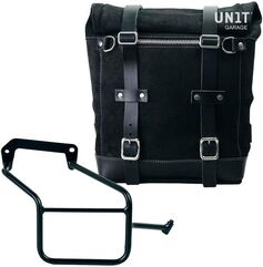 Unitgarage / ユニットガレージ Waxed suede side pannier Scram 22L-30L + Right Subframe Aprilia Tuareg 660, JetBlack | U202+3600DX-JetBlack