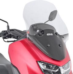 GIVI / ジビ Windscreen for Yamaha N-MAX 125/155 15-20, color clear, dim. HxW 58,5 x 41 cm, 15,5 cm higher than stock, D2153KIT fitting kit required to install (not included) | 2153DT