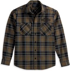 Harley-Davidson Men'S Staple Shirt, Olive Plaid | 96126-23VM