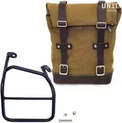 Unitgarage / ユニットガレージ Side pannier Canvas + right subframe Ducati Scrambler 1100, Beige/Brown | U001+1010DX_Beige-Brown