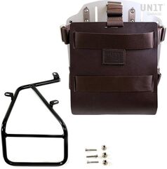 Unitgarage / ユニットガレージ Carrying system in aluminum with adjustable leather front, Quick Release System and frame, Brown/Silver | U085+U000+1620-Brown-Silver