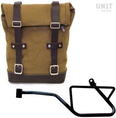 Unitgarage / ユニットガレージ Side Pannier Canvas + Left Subframe Guzzi V7_850, Beige/Brown | U001+2216SX-Beige-Brown