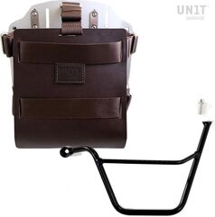 Unitgarage / ユニットガレージ Carrying system in aluminum with adjustable leather front, Quick Release System and frame (2001-2016), Brown/Silver | U085+U000+1005SX-Brown-Silver