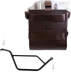 Unitgarage / ユニットガレージ Carrying system in aluminum with adjustable leather front, Quick Release System and frame, Brown/Silver | U085+U000+1524DX-Brown-Silver