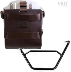 Unitgarage / ユニットガレージ Carrying system in aluminum with adjustable leather front, Quick Release System and frame, Brown/Silver | U085+U000+1901SX-Brown-Silver