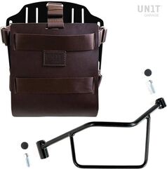 Unitgarage / ユニットガレージ Carrying system in aluminum with adjustable leather front, Quick Release System and frame, Brown/Black | U085+U000+2101SX-Brown-Black