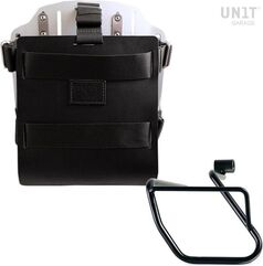 Unitgarage / ユニットガレージ Carrying system in aluminum with adjustable leather front, Quick Release System and frame, Black/Silver | U085+U000+3700SX-Black-Silver