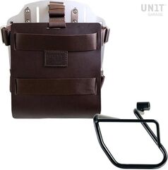 Unitgarage / ユニットガレージ Carrying system in aluminum with adjustable leather front, Quick Release System and frame, Brown/Silver | U085+U000+3700SX-Brown-Silver