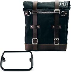 Unitgarage / ユニットガレージ Canvas Side Pannier Scram 22L-30L + R18 frame for Fishtail exhaust, Black/Brown | U201+3401-Black-Brown