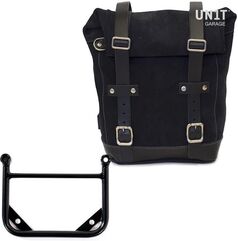 Unitgarage / ユニットガレージ Side bag in split leather + Universal frame, JetBlack | U002+1006-JetBlack
