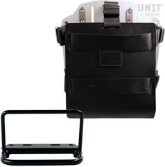 Unitgarage / ユニットガレージ Carrying system in aluminum with adjustable leather front, Quick Release System and frame, Black/Silver | U085+U000+3800-Black-Silver