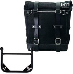 Unitgarage / ユニットガレージ Waxed suede side pannier Scram 22L-30L + Universal frame, JetBlack | U202+1006-JetBlack