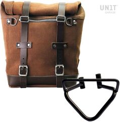 Unitgarage / ユニットガレージ Waxed suede side pannier Scram 22L-30L + Left Subframe husqvarna 401 (2020 until now), ColoradoBrown | U202+3003SX-ColoradoBrown