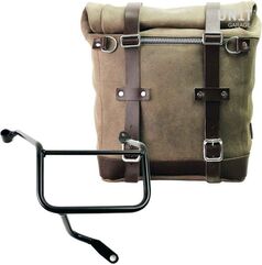 Unitgarage / ユニットガレージ Waxed suede side pannier Scram 22L-30L + Right Subframe Yamaha, MossGrey | U202+3208DX-MossGrey