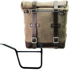 Unitgarage / ユニットガレージ Waxed suede side pannier Scram 22L-30L + Right Subframe Pan America 1250, MossGrey | U202+3304DX-MossGrey