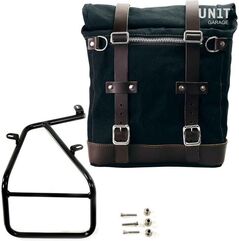 Unitgarage / ユニットガレージ Canvas Side Pannier Scram 22L-30L + Subframe NineT Series, Black/Brown | U201+1620-Black-Brown