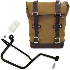 Unitgarage / ユニットガレージ Side Pannier Canvas + Right Subframe Guzzi V7, Beige/Brown | U001+2213DX-Beige-Brown