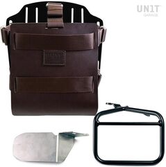 Unitgarage / ユニットガレージ Carrying system in aluminum with adjustable leather front, Quick Release System and right frame, Brown/Black | U085+U000+1007DX-Brown-Black