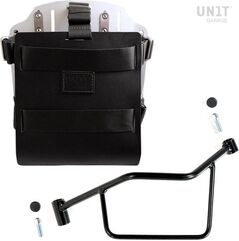 Unitgarage / ユニットガレージ Carrying system in aluminum with adjustable leather front, Quick Release System and frame, Black/Silver | U085+U000+2101SX-Black-Silver