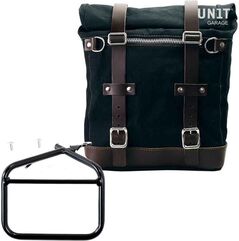 Unitgarage / ユニットガレージ Canvas Side Pannier Scram 22L-30L + Left subframe Ducati Scrambler Series, Black/Brown | U201+1007-Black-Brown