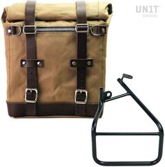 Unitgarage / ユニットガレージ Canvas Side Pannier Scram 22L-30L + Left Subframe Sportster S 1250, Beige/Brown | U201+3320SX-Beige-Brown