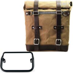 Unitgarage / ユニットガレージ Canvas Side Pannier Scram 22L-30L + R18 frame for Fishtail exhaust, Beige/Brown | U201+3401-Beige-Brown