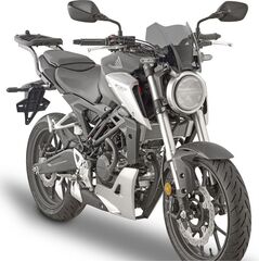 GIVI / ジビ Screen for Honda CBR 125 R 18-, CB 300 R, color smoke, dim. HxW 21x28 cm, fitting kit included | A1164