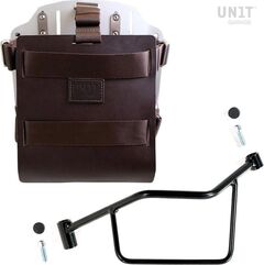 Unitgarage / ユニットガレージ Carrying system in aluminum with adjustable leather front, Quick Release System and frame, Brown/Silver | U085+U000+2101SX-Brown-Silver