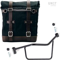 Unitgarage / ユニットガレージ Canvas Side Pannier Scram 22L-30L + Left Subframe R 1200 R LC, Black/Brown | U201+2101SX-Black-Brown