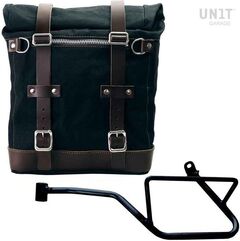 Unitgarage / ユニットガレージ Canvas Side Pannier Scram 22L-30L + Left Subframe Guzzi V7_850, Black/Brown | U201+2216SX-Black-Brown