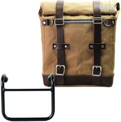 Unitgarage / ユニットガレージ Canvas Side Pannier Scram 22L-30L + Subframe R18 for Straight pipe exhaust, Beige/Brown | U201+3400-Beige-Brown