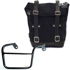 Unitgarage / ユニットガレージ Waxed Suede Side Pannier + Right Subframe Mash, JetBlack | U002+2600DX-JetBlack