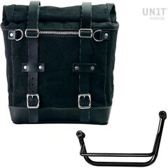 Unitgarage / ユニットガレージ Canvas Side Pannier Scram 22L-30L + Left Subframe Guzzi V85 TT, Black/Black | U201+2251SX-Black-Black