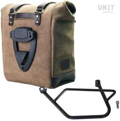 Unitgarage / ユニットガレージ Waxed suede side pannier Scram 22L-30L + Left Subframe Kawasaki Z900RS, MossGrey | U202+1021SX-MossGrey