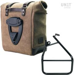 Unitgarage / ユニットガレージ Waxed suede side pannier Scram 22L-30L + Left Subframe Sportster S 1250, MossGrey | U202+3320SX-MossGrey