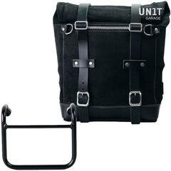 Unitgarage / ユニットガレージ Waxed suede side pannier Scram 22L-30L + Subframe R18 for Straight pipe exhaust, JetBlack | U202+3400-JetBlack