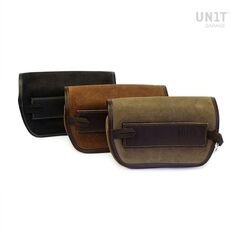 Unitgarage / ユニットガレージ Handlebar bag Sahara Split leather, MossGrey | U038-MossGrey