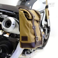 Unitgarage / ユニットガレージ Side pannier Canvas + right subframe Ducati Scrambler 1100, Beige/Brown | U001+1010DX_Beige-Brown