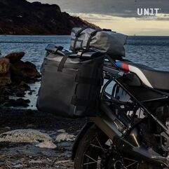 Unitgarage / ユニットガレージ Aluminum bag holder with adjustable front in Hypalon and Quick Release System + subframe, Black | UG007+U000+3800-Black