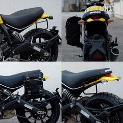 Unitgarage / ユニットガレージ Waxed Suede Side Pannier + Subframe Ducati Scrambler Series, JetBlack | U002+1007-JetBlack