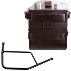 Unitgarage / ユニットガレージ Carrying system in aluminum with adjustable leather front, Quick Release System and frame, Brown/Silver | U085+U000+1421-Brown-Silver