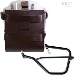 Unitgarage / ユニットガレージ Carrying system in aluminum with adjustable leather front, Quick Release System and frame, Brown/Silver | U085+U000+2504SX-Brown-Silver