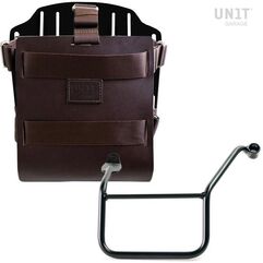 Unitgarage / ユニットガレージ Carrying system in aluminum with adjustable leather front, Quick Release System and frame, Brown/Black | U085+U000+3208SX-Brown-Black