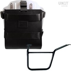 Unitgarage / ユニットガレージ Carrying system in aluminum with adjustable leather front, Quick Release System and frame Pan America 1250, Black/Silver | U085+U000+3304SX-Black-Silver