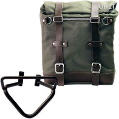 Unitgarage / ユニットガレージ Canvas Side Pannier Scram 22L-30L + Right Subframe husqvarna 200 (2020 until now), Green/Brown | U201+3003DX-Green-Brown