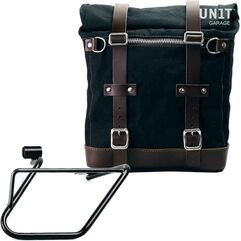 Unitgarage / ユニットガレージ Canvas Side Pannier Scram 22L-30L + Right Subframe BMW CE 04, Black/Brown | U201+3700DX-Black-Brown