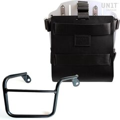 Unitgarage / ユニットガレージ Carrying system in aluminum with adjustable leather front, Quick Release System and frame, Black/Silver | U085+U000+2600DX-Black-Silver